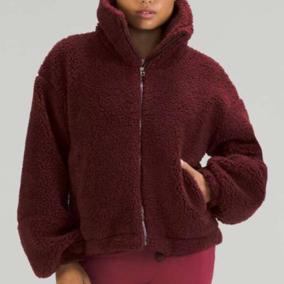 LULULEMON Cinchable Fleece Zip-Up Red Merlot NWT Brand New Perfect SIZE 6 COZY!